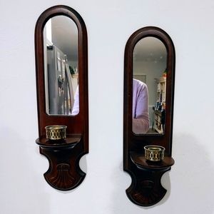 Vintage Charles Lester's Victorian wooden mirror sconces